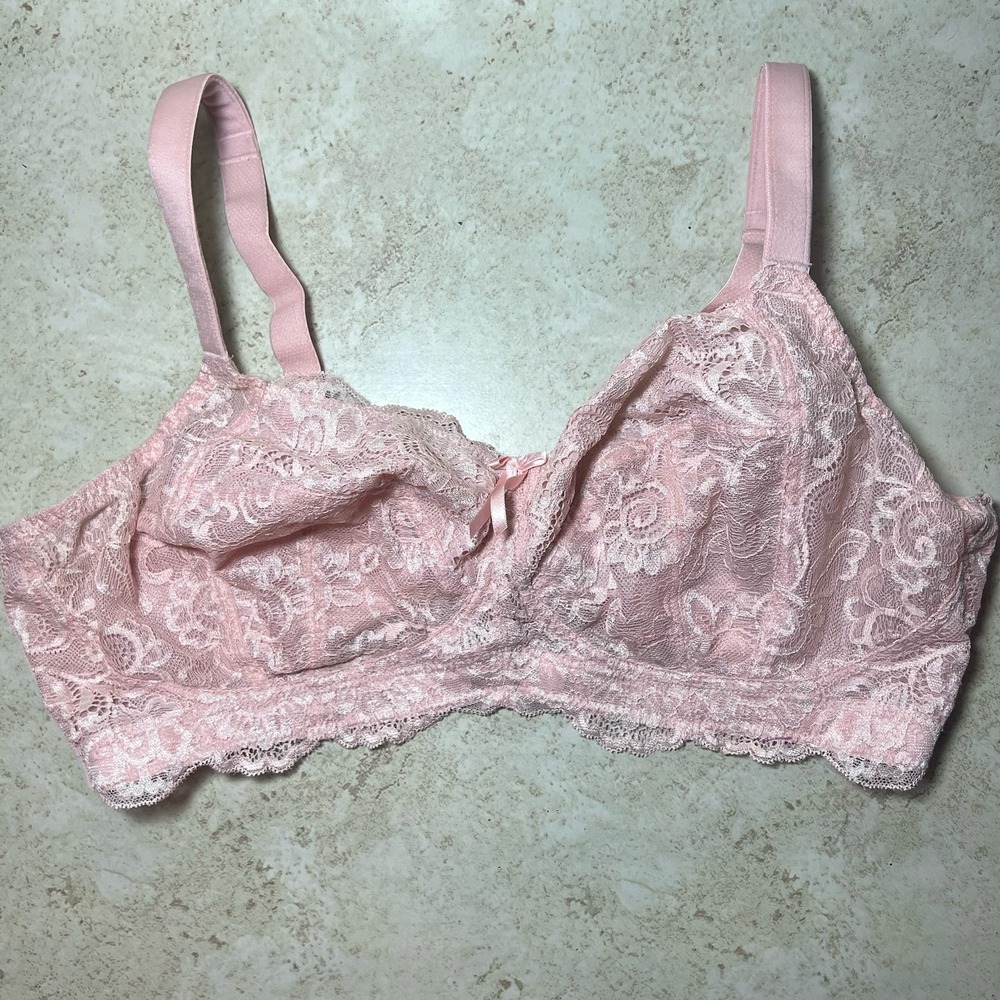 Panache Andorra Wire Free Bra 5671 Soft Pink Lace Full Coverage Wireless UK 40D